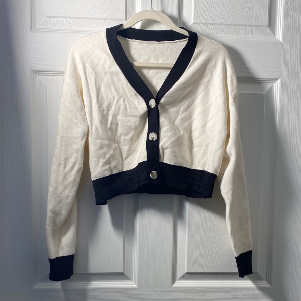 Elegant Black and White Cardigan